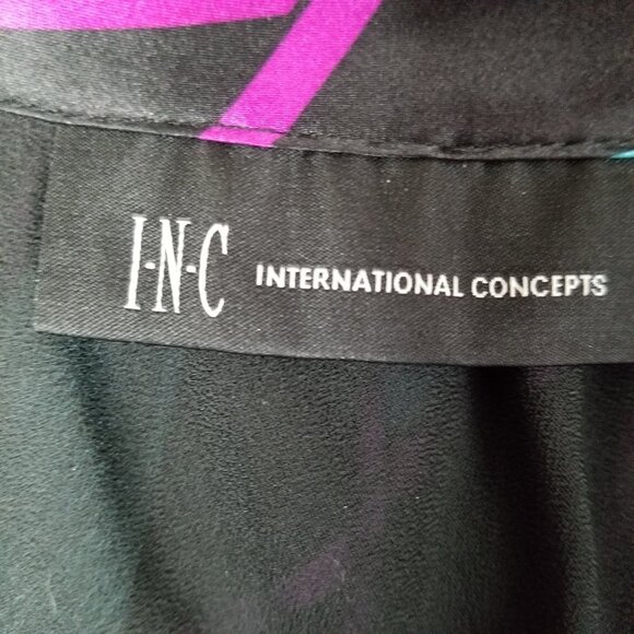 INC. International Concepts 100% Silk Black Blue Side Tie Halter Blouse … - Picture 7 of 7